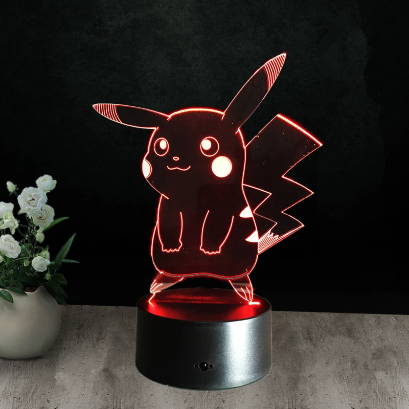 3d лампа с визуальными иллюзиями Pokemon Evee прозрачная акриловая Ночная светодиодная