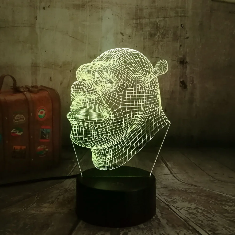 Nuevo 2019 Shrek lámpara LED 3D Visual Led noche luces niños táctil USB Mesa Lampara como además los siguientes modelos bebé dormir de luz de la noche