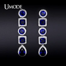 UMODE Crystal Dangle Earrings For Women Rhodium plated Blue CZ Brincos Para As Mulheres Christmas Gifts
