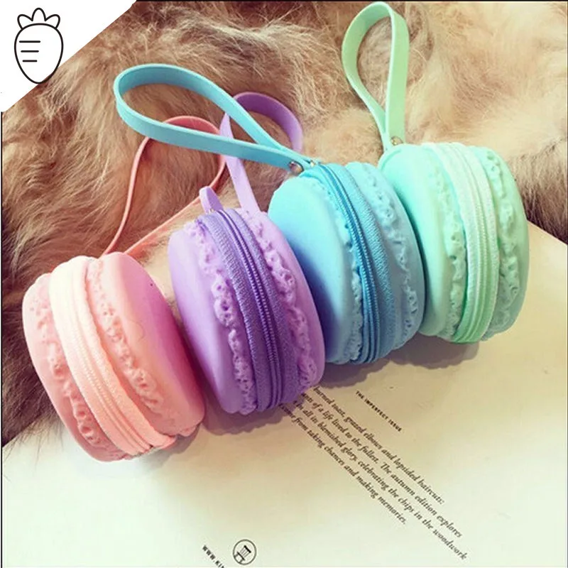 Fashion Cute Macaron Coin Purse Small Silicone Candy Girls Zipper Wallet Mini Euro Round Coin Holder Case for Kids Women Ladies