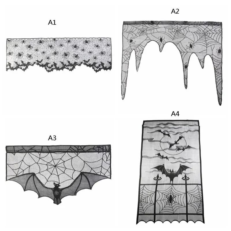 60*20 дюймов, 1 шт., украшение на Хэллоуин, Милая Кружевная паутина на камин, накидка на шарф, занавески, праздничные вечерние шторы