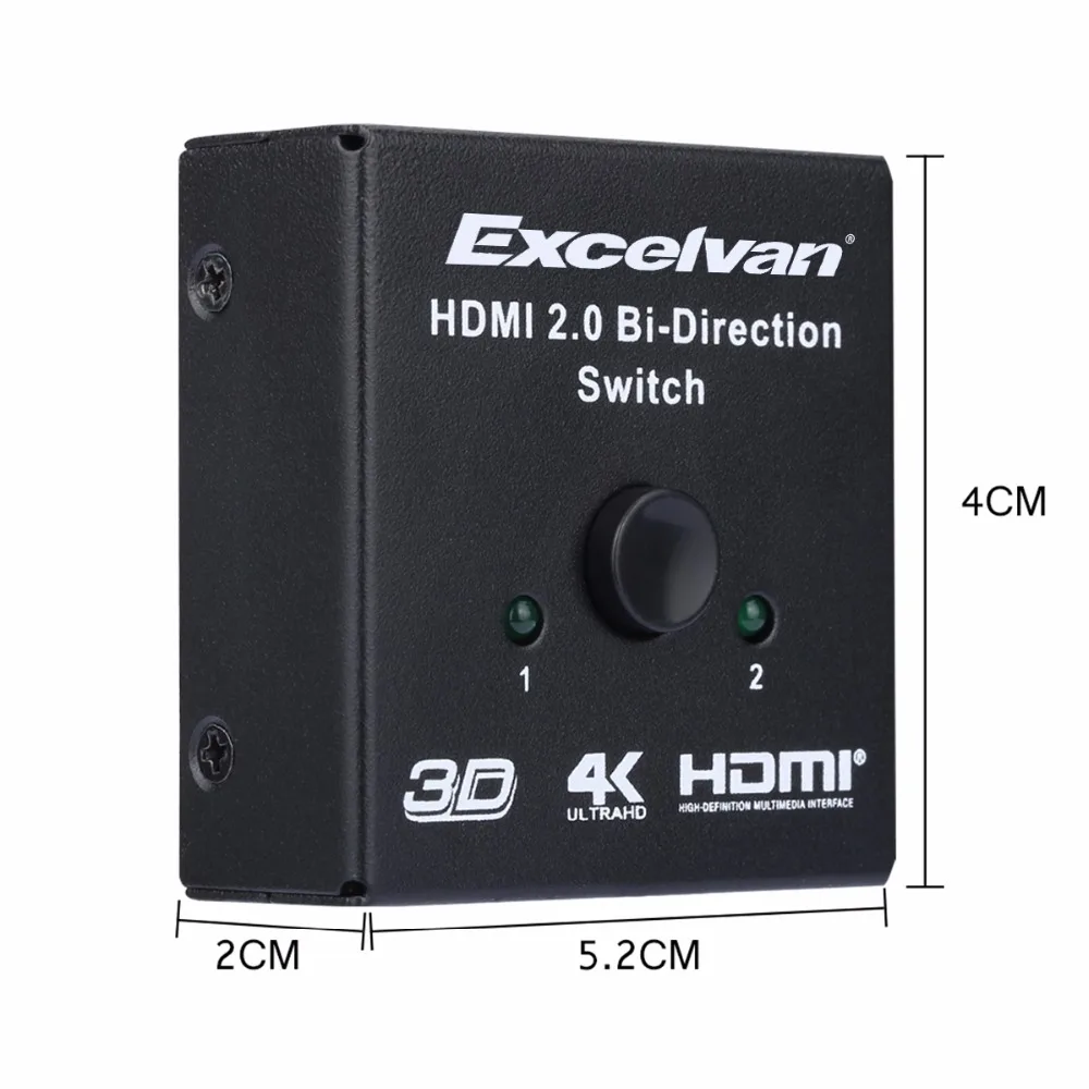 Excelvan HDMI 2,0 двухнаправленный переключатель 1x2 или 2x1 AB switcher с HDCP пройти через поддержку 4K& 3D для обучения встречи