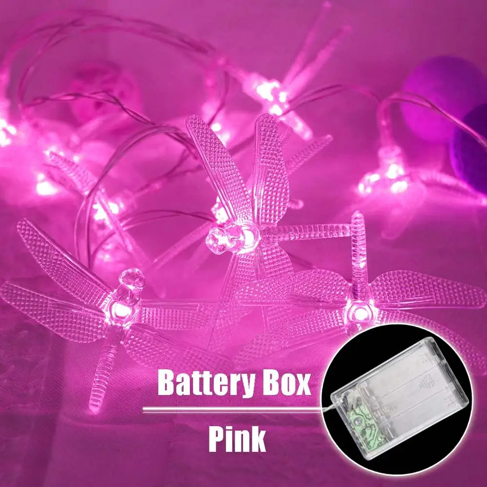 20 светодиодный светящаяся гирлянда Стрекоза сказочные декоративные огни гирлянды вечерние новинки украшения комнаты USB/батарея JQ - Испускаемый цвет: Pink (Battery)