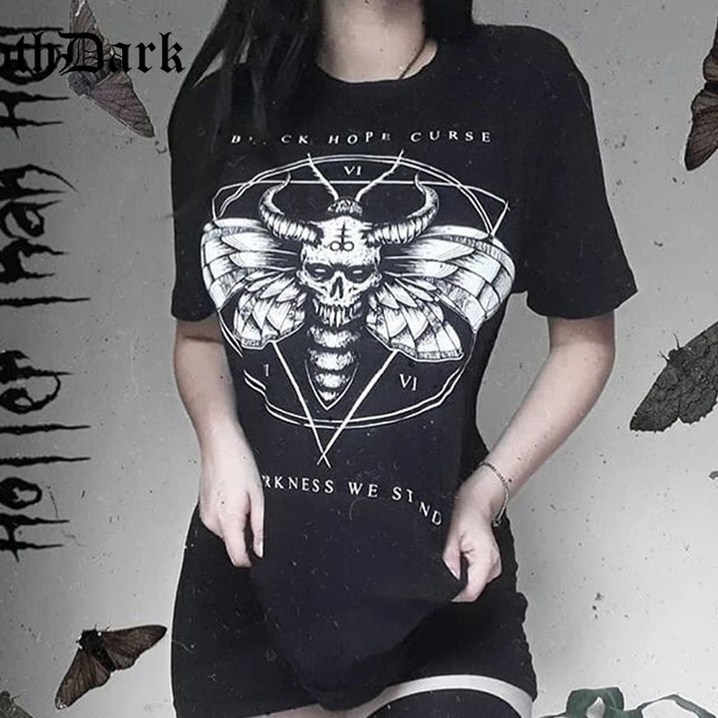 Готические футболки Goth Dark с надписью Devil Винтажная футболка в стиле панк Harajuku