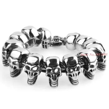 

Silver Or Gold Color 316L Stainless Steel bracelet punk skull Bracelet For Vintage Cool Dragon Men's Bracelet Jewelry