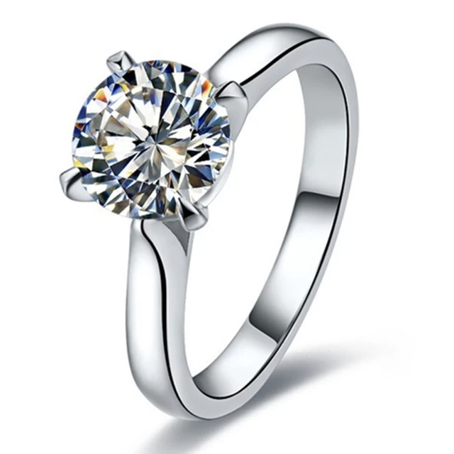 G18K婚約指輪ブリリアント2CT d  VVS1モアッサナイトダイヤモンドリングAU750ウェディングジュエリーソリッドホワイトゴールド4プロングリング _ - AliExpress  Mobile