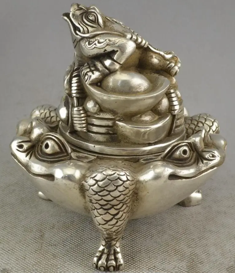 Chinese Tibet Silver Money Toad Incense Burner censer | Дом и сад