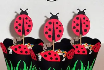 

ladybug wedding cupcake toppers birthday Food Picks toothpick Bridal baby shower Bachelorette party muffin decorations