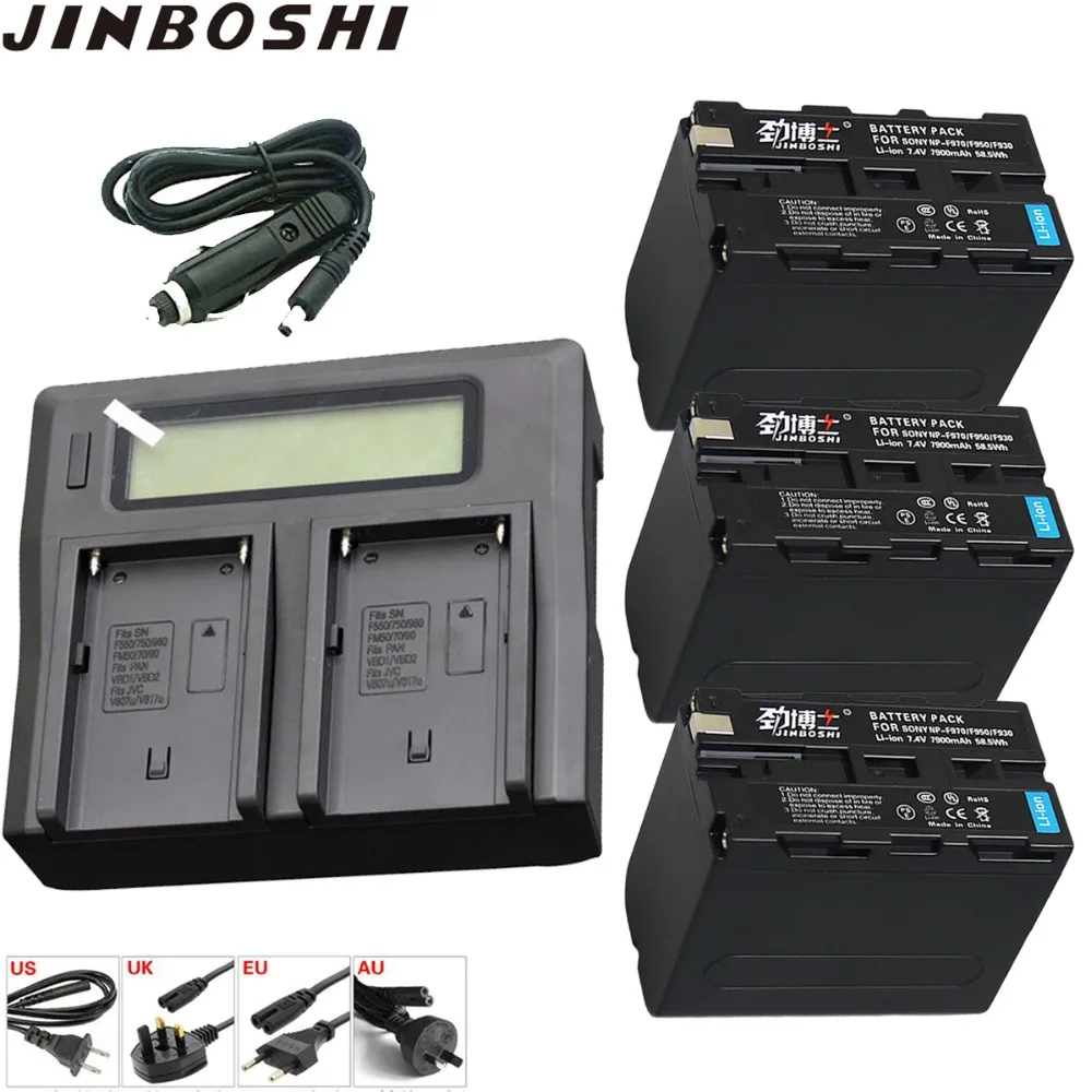 

3Pcs 7900mAh NP-F970 NP F970 Li-ion Battery + LCD Power Display faster Dual Charger for SONY F930 F950 F770 F570 CCD-RV100
