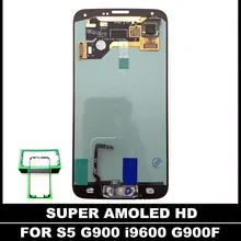 Супер AMOLED lcd S для samsung Galaxy S5 I9600 G900 G900A G900F ЖК-дисплей сенсорный экран сборка Кнопка Домой Замена наклейки