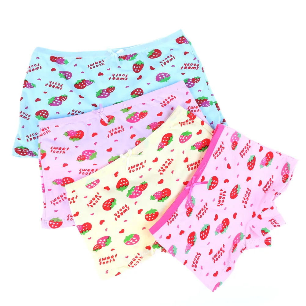

4Sizes Baby Girls Cotton Panties Shorts For Kids Fashion Cartoon Cat Underwear Short Briefs Children Underpants