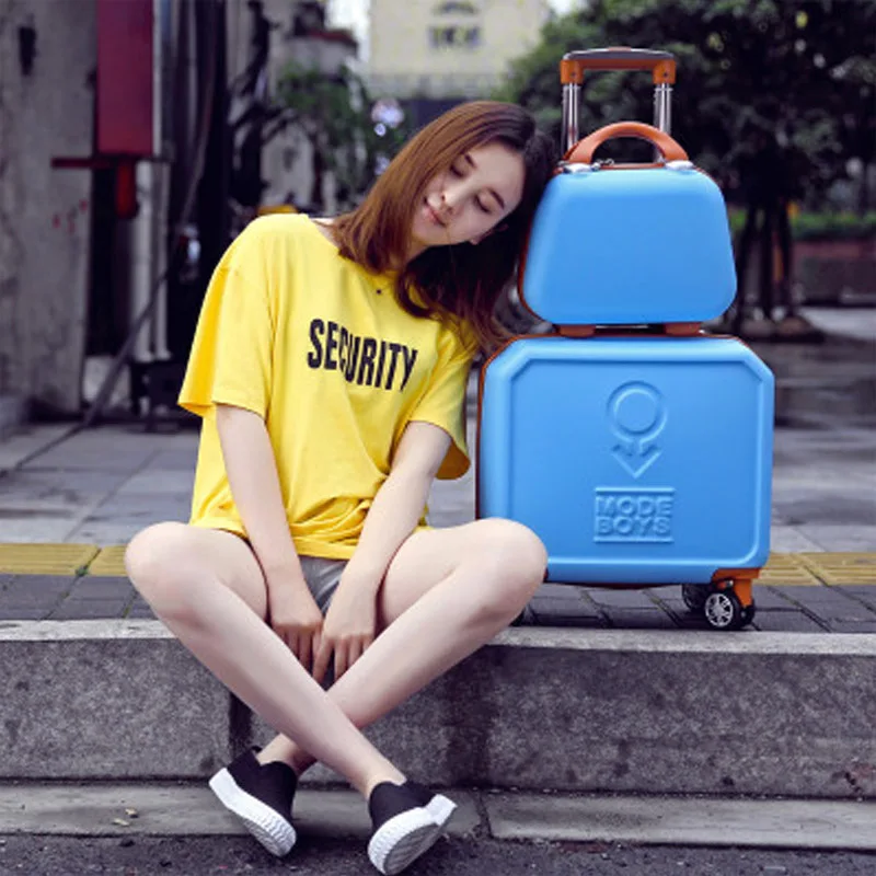 Personal password box luggage bag Korean version small fresh suitcase women's box 16 inch suitcase with 14 handbag travel bag