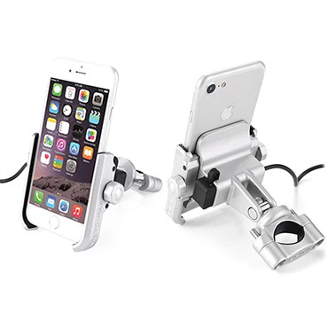 Handlebar Держатель телефона из алюминиевого сплава для мотоцикла с usb зарядкой для iPhone X R, поддержка телефона, мото руль, зеркальный кронштейн заднего вида - Цвет: Handlebar