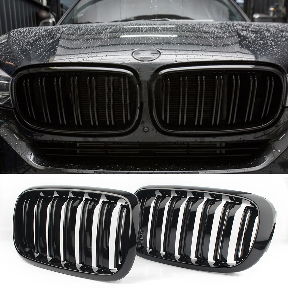 

Auto Car Front Grill Grilles for BMW F15/F16 X5 X6 2014 2015 2016 2017 2017 Gloss Black 51712334708(L) 51712334710(R) Plastic