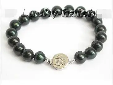 

Free Shipping >>AAA Genuine 11mm round Black pearl Bracelet bless clasp