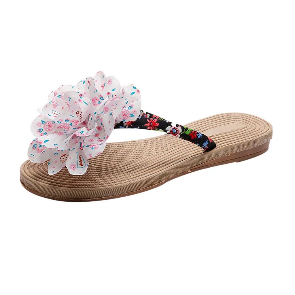 

Bohemian Women's Flip Flops Shoes Ethnic Style Beach Non-Slip Clip-Toe Slipper fashion flat Round Toe slipper outside Apr 10
