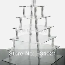 7 ярусов квадратный акриловый кекс стенд, Perspex пекарня дисплей стенд, Lucite хлебобулочные дисплей Свадебные украшения