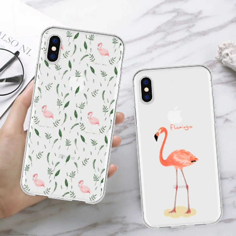 Модный популярный розовый чехол для телефона с рисунком фламинго iPhone 11 MAX XR X