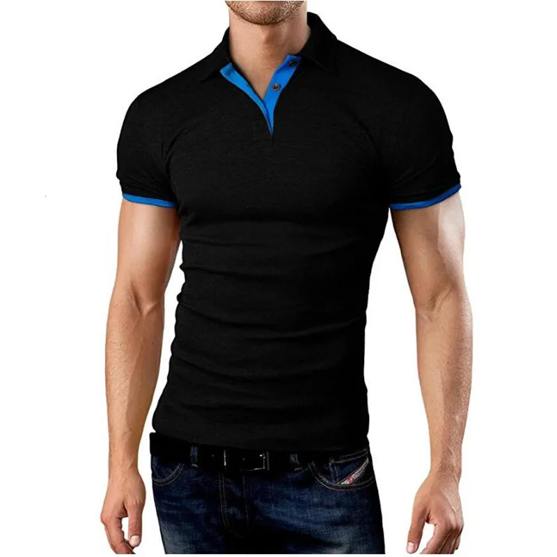  Polo shirt men's brand design solid color cotton short-sleeved polo shirt clothes jersey golf tenni