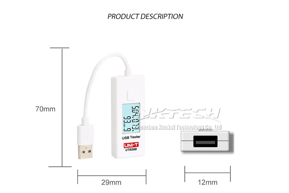 UNI-T UT658 UT658B USB Тестер Вольтметр Амперметр телефон планшет безопасность питания цифровой ЖК-дисплей Вольт-монитор измеритель тока Емкость 9 В 3A