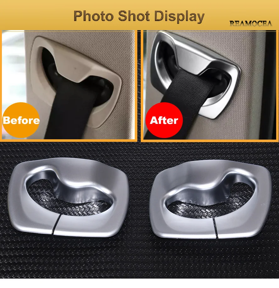 Reamocea Silver Chrome Car B Pillar Seat Safty Belt Decoration Cover Trim For BMW 5 Series F10 2011 2012 2013 2014 2015 (8)