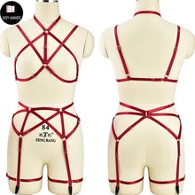 Пикантные Pole Dance средства ухода за кожей жгут Комплект Свадебные поясные подвязки клетка бюстгальтер Rave фетиш красный укороченный топ для женщи