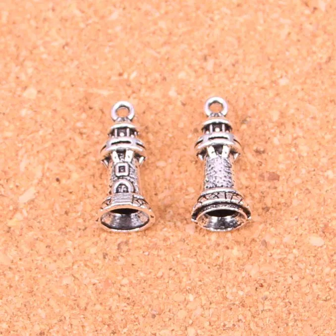 

63Pcs Antique Silver Plated castle lighthouse Charms Diy Handmade Jewelry Findings Accessories 20*9mm