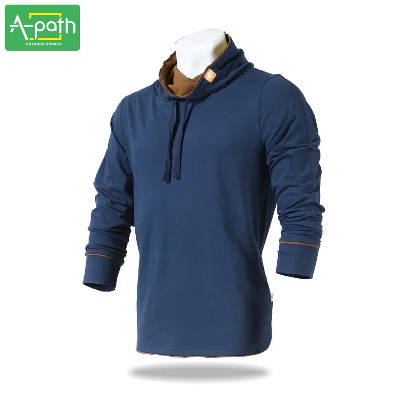 

Outdoor Camping Sports Style Stand Collar Cotton Quick Dry Solid Hiking Mountain Climbing Mask Man Full T-shirt For Men 2019