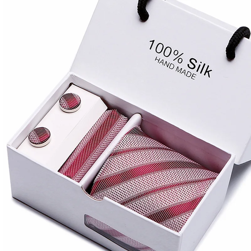 Стиль мужской галстук подарочный набор жаккардовый галстук с ярким узором носовой платок запонки мужские галстуки 7 см тонкий узкий галстук