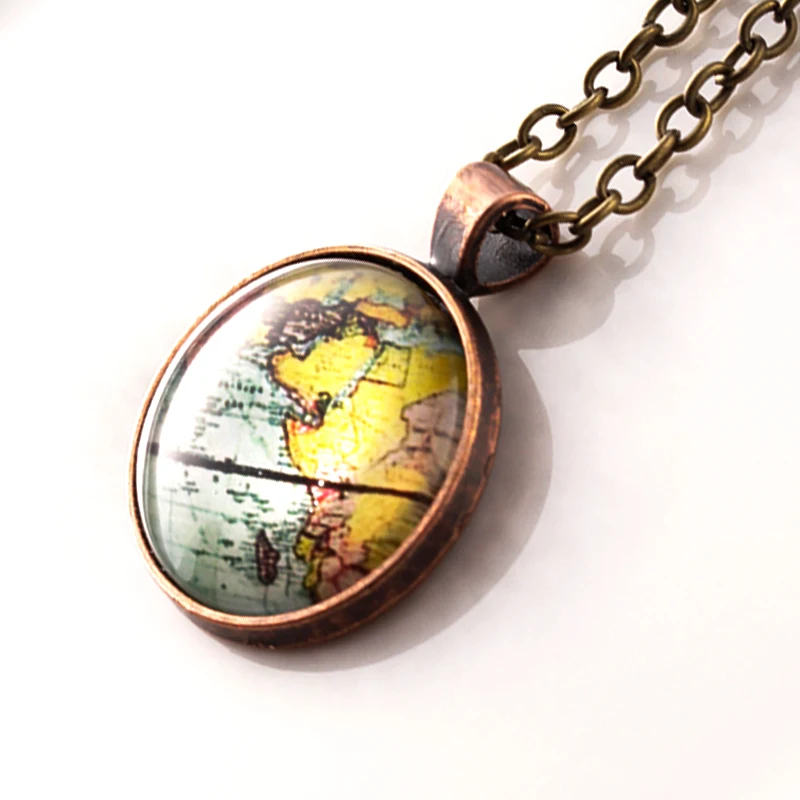 Necklaces & Pendants Glass Globe Dome Men Necklaces Pendants Diy Minimalist Earth World Map Long Necklace Chains 2018 Women      (8)