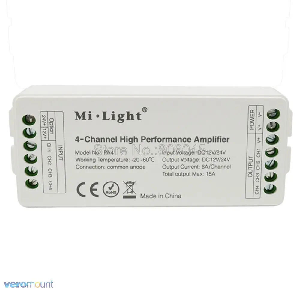 Mi.Light DC12V 24V 15A PA4 4 канальный светодиодный усилитель контроллер ретранслятор