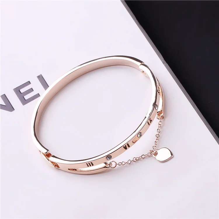 luckyoverflow Luxury Rose Gold Stainless Steel Bracelets Bangles Female Heart Forever Love Charm Bracelet Women Jewelry CE0851