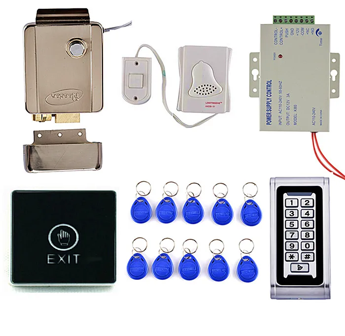 

Bule Light Tocuh Door Switch Button + Waterproof IP68 Metal Case Access Control System Kit Security Door Use