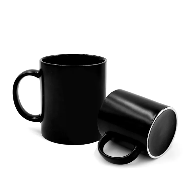 

350ml Black ceramic mug simple pure color retro ceramic water cup office household large capacity