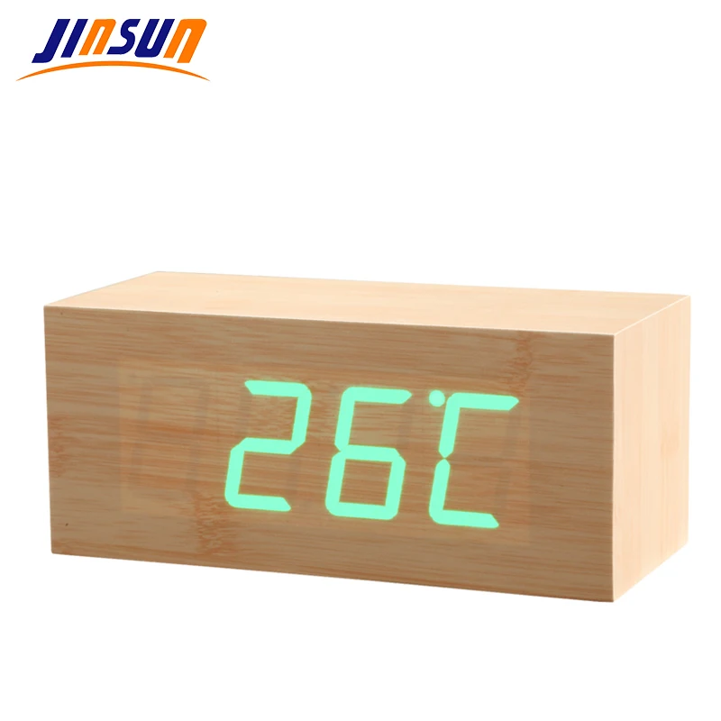 New-Wood-Triangular-LED-Alarm-Digital-Desk-Clock-Wooden-Thermometer-FREE-SHIPPING-KSW106