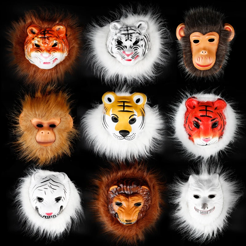 

Masked Children Kindergarten Animal Headdress Performance Props Monkey Orangutan Wolf Pokes Fun Tiger Mask