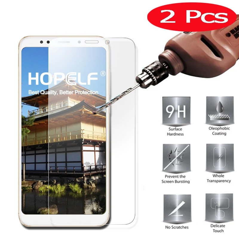 2 Pieces HOPELF Screen Protector for Xiaomi Redmi 5 Tempered Glass on