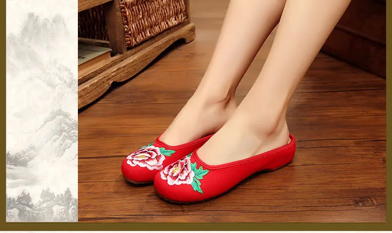 Taomengsi/тканевые Тапочки с вышивкой на тонкой подошве в национальном стиле; тонкие бежевые туфли в стиле танцора