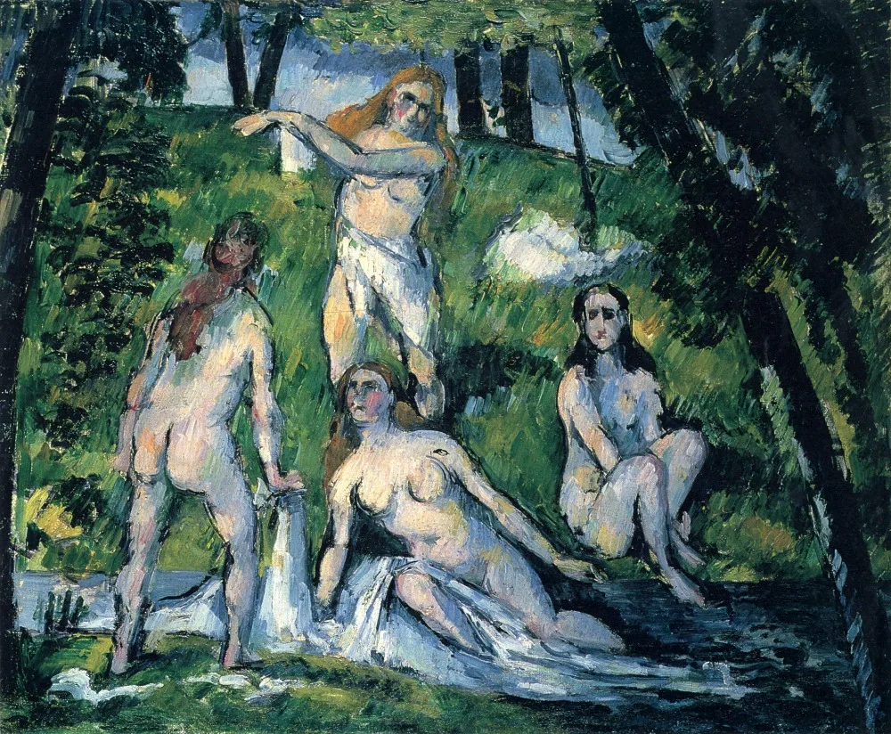 

100% hand made Oil Painting Reproduction on linen canvas,landscape oil painting,four-bathers-1878 by paul Cezanne,high