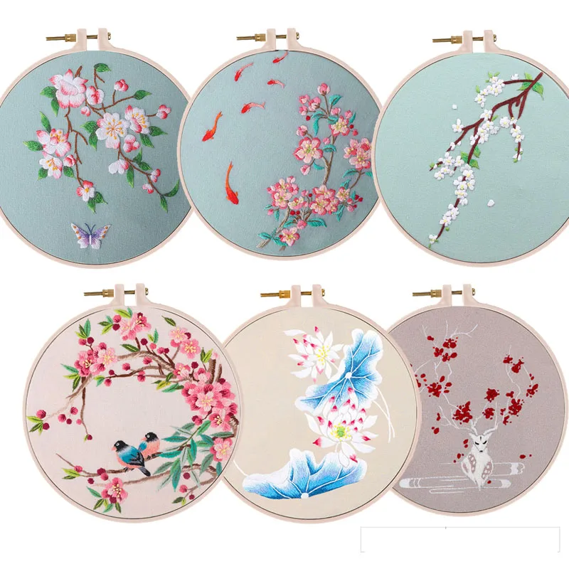 Günstig 3D DIY Farbe Blumen Band Stickerei mit Hoop für Anfänger Hand Kits Kreuz Stich Serie Kunst Handwerk Nähen Geschenke Dekor