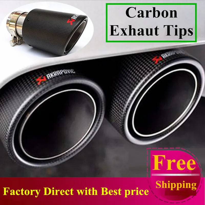 Free Shipping 1 Pair Akrapovic Car Exhaust Systems matte Carbon Muffler Tip Tail End Universal