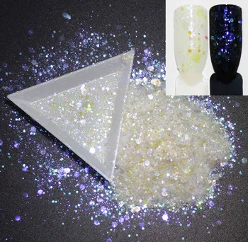 

100g/pack, 12 Choices! Mix Hexagons Shapes Sequins, Iridescent Rainbow Shining Colors Slice 3D Nail Art Glitters Paillettes