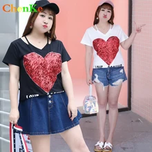 ChenKe футболка женская летняя короткая Dleeve О-образным вырезом Любовь модная футболка Повседневная хлопковая рубашка размера плу женская верхняя одежда