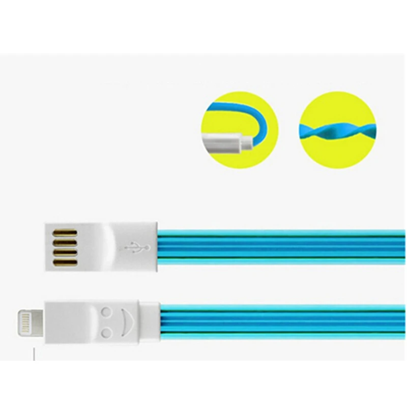 Телефонный адаптер Зарядное устройство USB кабель синхронизации Шнур кристалл желе Лапша зарядный кабель для Iphone 5 5S 5c 6 6 plus ipod Touch для Ios 8 1 м