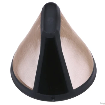 

Stainless Steel Cone Shaped Permanent Coffee Filter Handles Washable Cafe Tools l29k