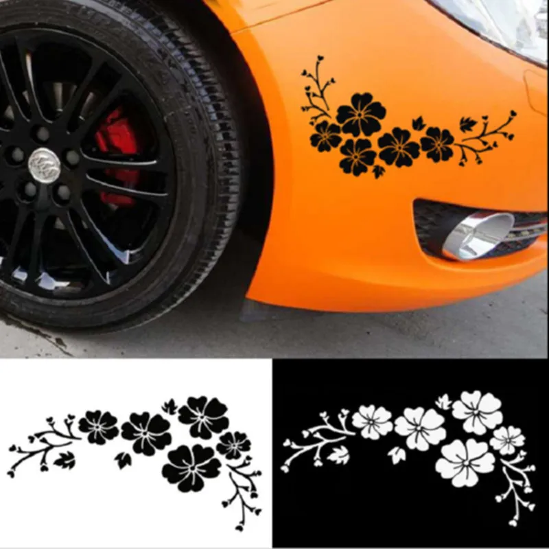 ZM32Black and white Стильные красивые цветочные виниловые наклейки на автомобили