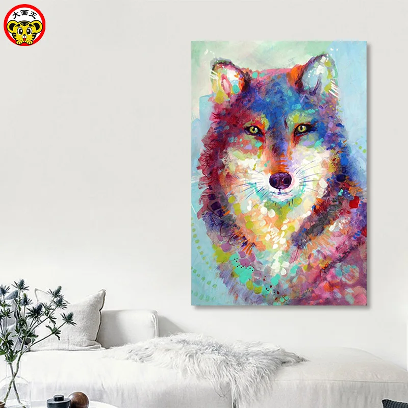 

painting by numbers art paint by number Diy digital painting abstract color animal husky oil painting decoration background pain