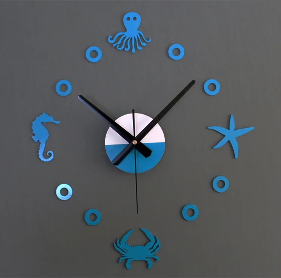 2016 New Creative Marine Life Mute Diy Wall Sticler Clock Sea Creative Marine Life Mute Diy Wall Sticler Clock Sea Watch