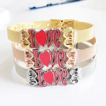 Браслет из нержавеющей стали с сеткой из 3 предметов, подвески для влюбленных слайдов, браслеты-хранители, подарки для ювелирных изделий DIY