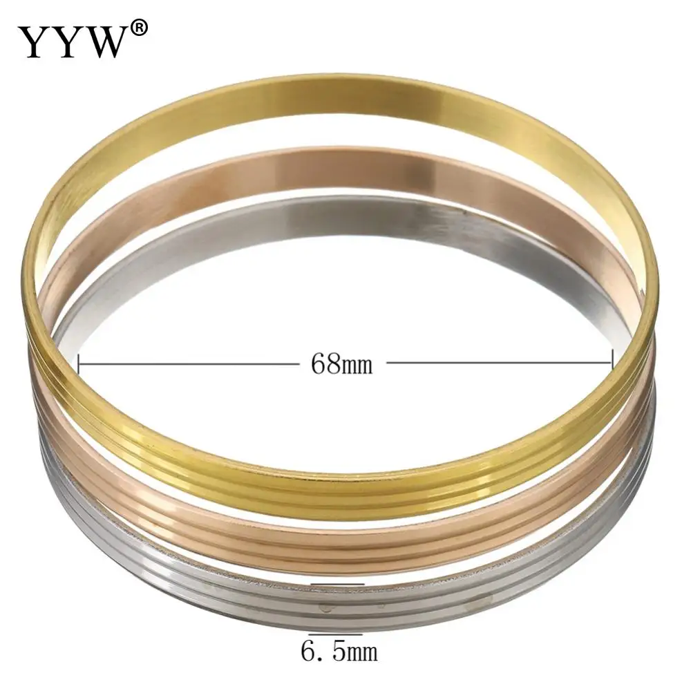 

New Fashion Stainless Steel Love Cuff Bangle Gold Color Multilayer Lover Charm Bracelets & Bangles For Women Men 3PCs/Set